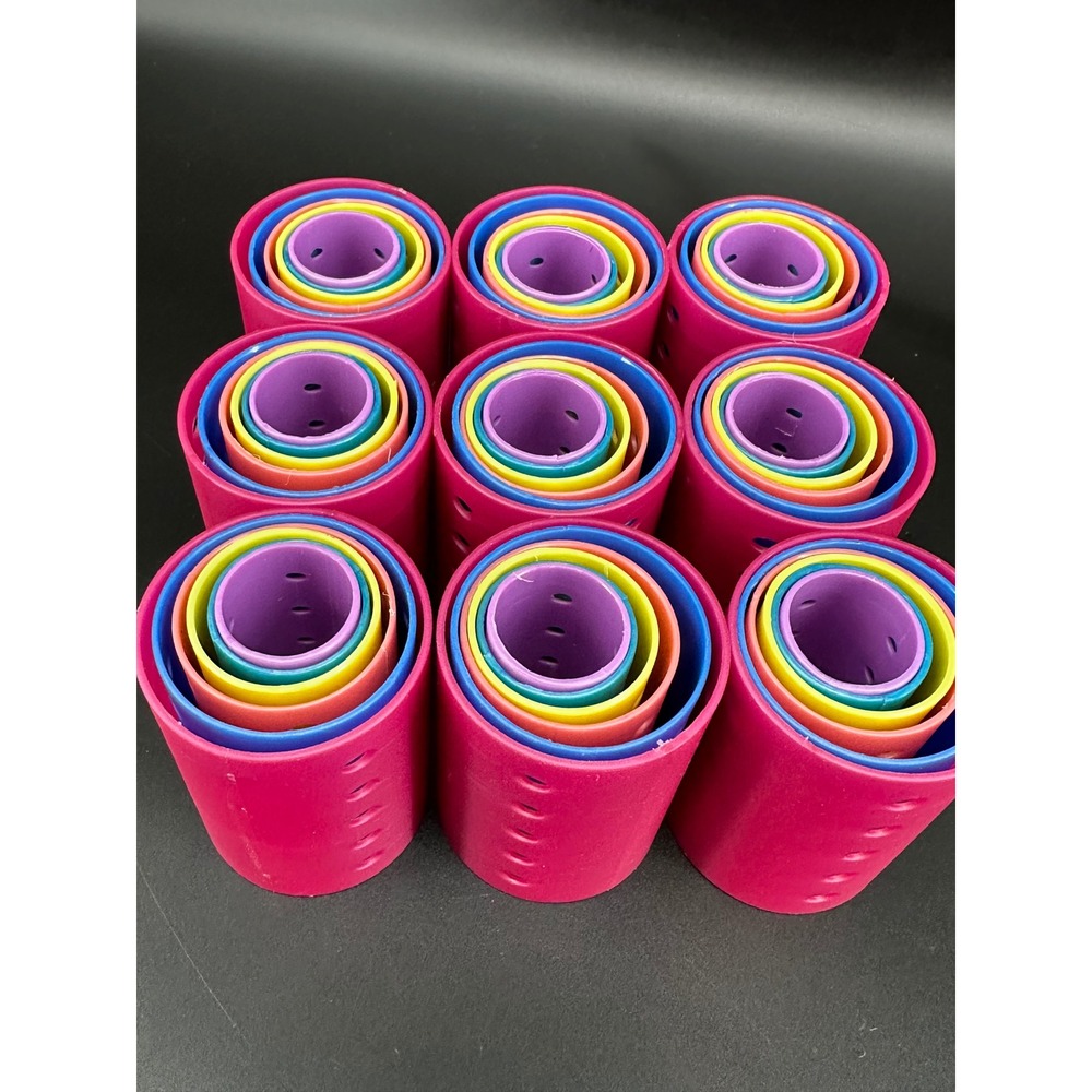 Colorful Hair Rollers Set –‎ Vented Plastic Curlers 63 pc Nested Set